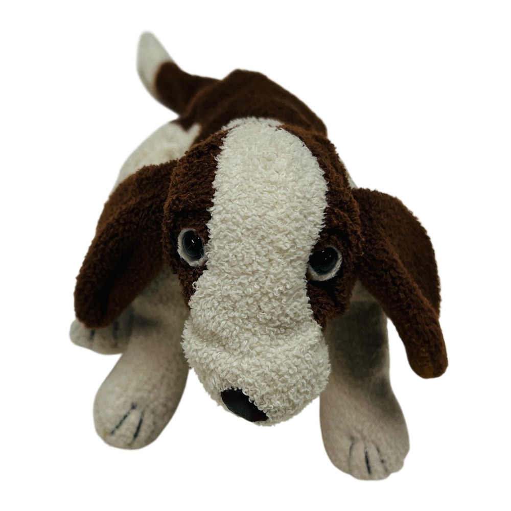 VTG Lillian Vernon Plush Basset Hound Dog 11" Brown White Bean Bag Toy Nursery